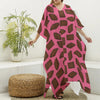 Pieces of Chocolate Pattern Print Silk V-Neck Kaftan Dress