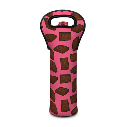 Pieces of Chocolate Pattern Print Single Neoprene Wine Tote
