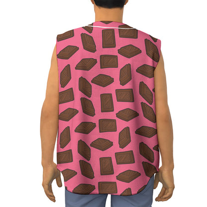 Pieces of Chocolate Pattern Print Sleeveless Baseball Jersey