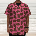 Pieces of Chocolate Pattern Print Textured Short Sleeve Shirt