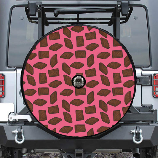 Pieces of Chocolate Pattern Print Tire Cover With Camera Hole