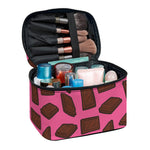 Pieces of Chocolate Pattern Print Travel Makeup Bag