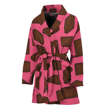 Pieces of Chocolate Pattern Print Women's Bathrobe