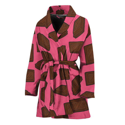 Pieces of Chocolate Pattern Print Women's Bathrobe