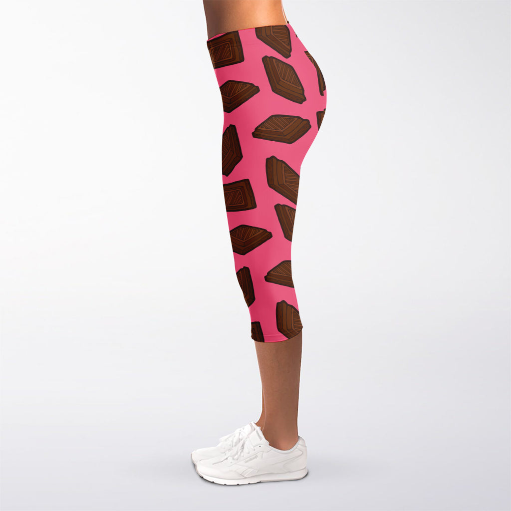 Pieces of Chocolate Pattern Print Women's Capri Leggings