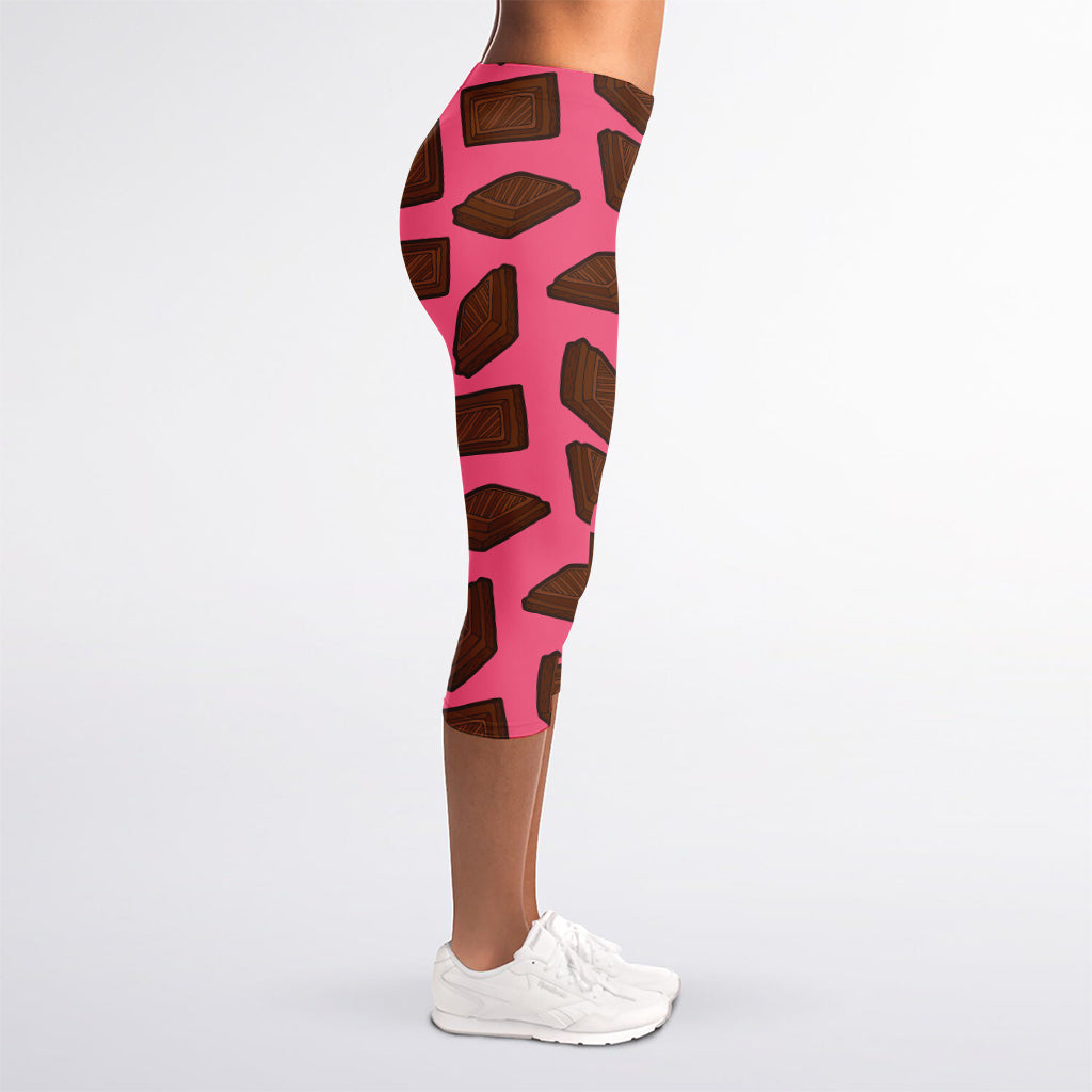 Pieces of Chocolate Pattern Print Women's Capri Leggings