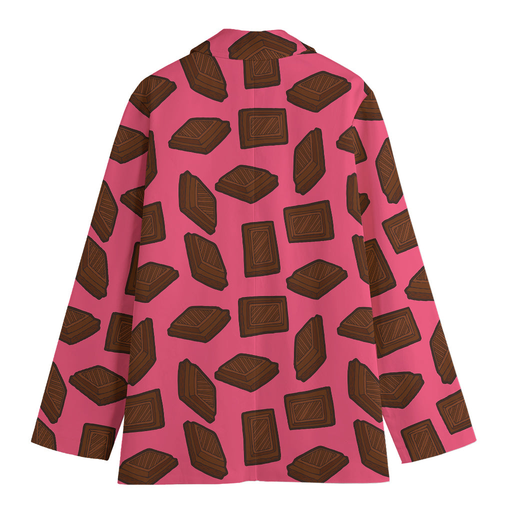 Pieces of Chocolate Pattern Print Women's Cotton Blazer