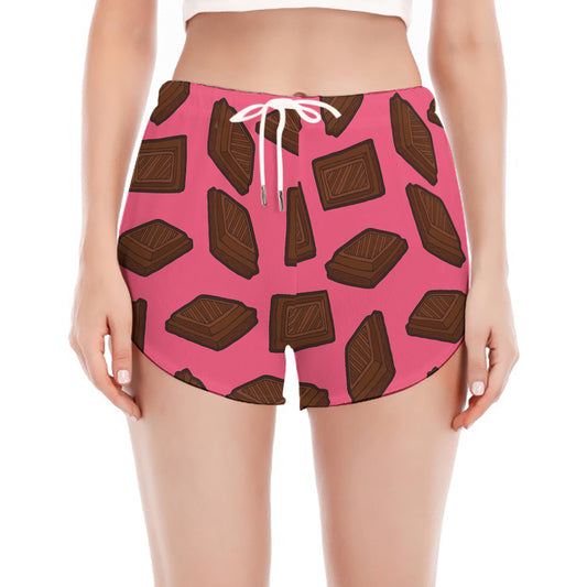 Pieces of Chocolate Pattern Print Women's Split Running Shorts