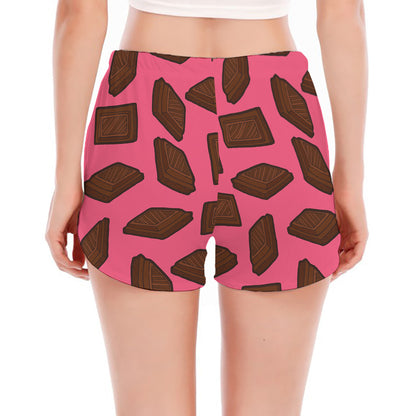 Pieces of Chocolate Pattern Print Women's Split Running Shorts