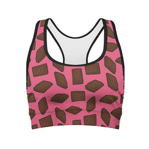 Pieces of Chocolate Pattern Print Women's Sports Bra