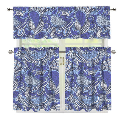 Pigeon Floral Bohemian Pattern Print 3 Piece Kitchen Curtains