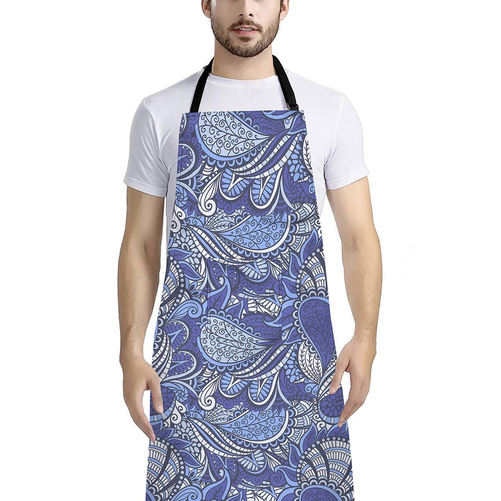 Pigeon Floral Bohemian Pattern Print Bib Apron With Pocket