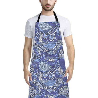 Pigeon Floral Bohemian Pattern Print Bib Apron With Pocket
