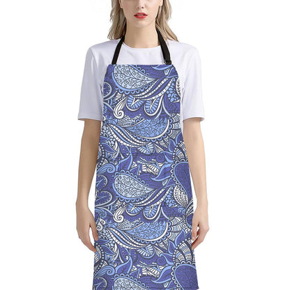 Pigeon Floral Bohemian Pattern Print Bib Apron With Pocket