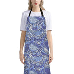 Pigeon Floral Bohemian Pattern Print Bib Apron With Pocket