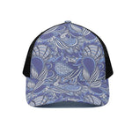 Pigeon Floral Bohemian Pattern Print Black Mesh Trucker Cap