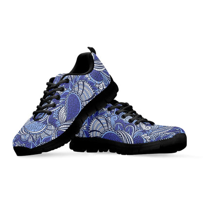 Pigeon Floral Bohemian Pattern Print Black Running Shoes