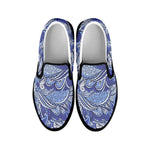 Pigeon Floral Bohemian Pattern Print Black Slip On Sneakers