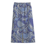 Pigeon Floral Bohemian Pattern Print Cotton Front Slit Maxi Skirt