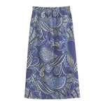 Pigeon Floral Bohemian Pattern Print Cotton Front Slit Maxi Skirt