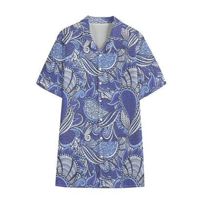 Pigeon Floral Bohemian Pattern Print Cotton Hawaiian Shirt