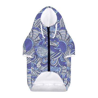 Pigeon Floral Bohemian Pattern Print Dog Zip Up Hoodie