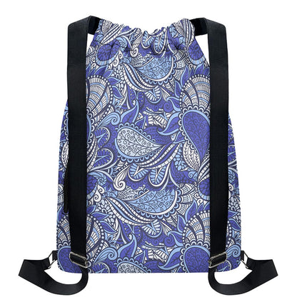 Pigeon Floral Bohemian Pattern Print Drawstring Backpack