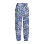 Pigeon Floral Bohemian Pattern Print Fleece Lined Knit Pants