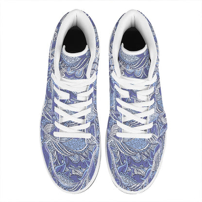 Pigeon Floral Bohemian Pattern Print High Top Leather Sneakers