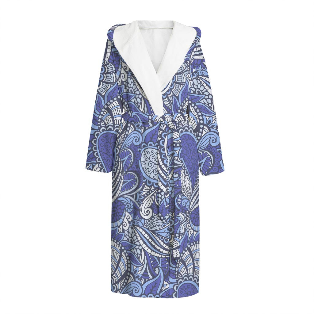 Pigeon Floral Bohemian Pattern Print Hooded Bathrobe