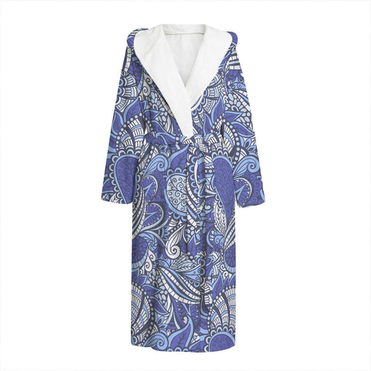 Pigeon Floral Bohemian Pattern Print Hooded Bathrobe