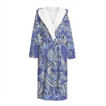 Pigeon Floral Bohemian Pattern Print Hooded Bathrobe