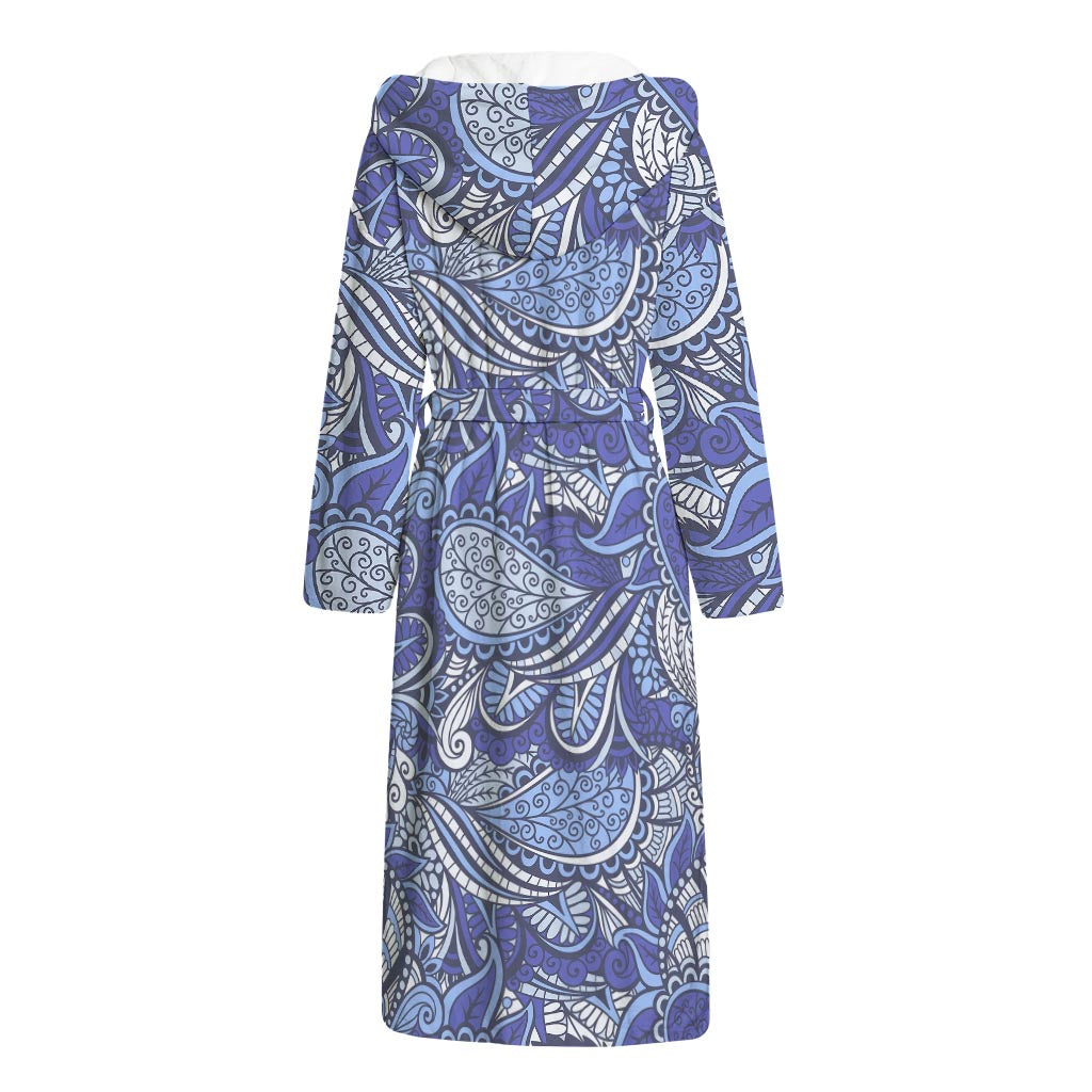 Pigeon Floral Bohemian Pattern Print Hooded Bathrobe