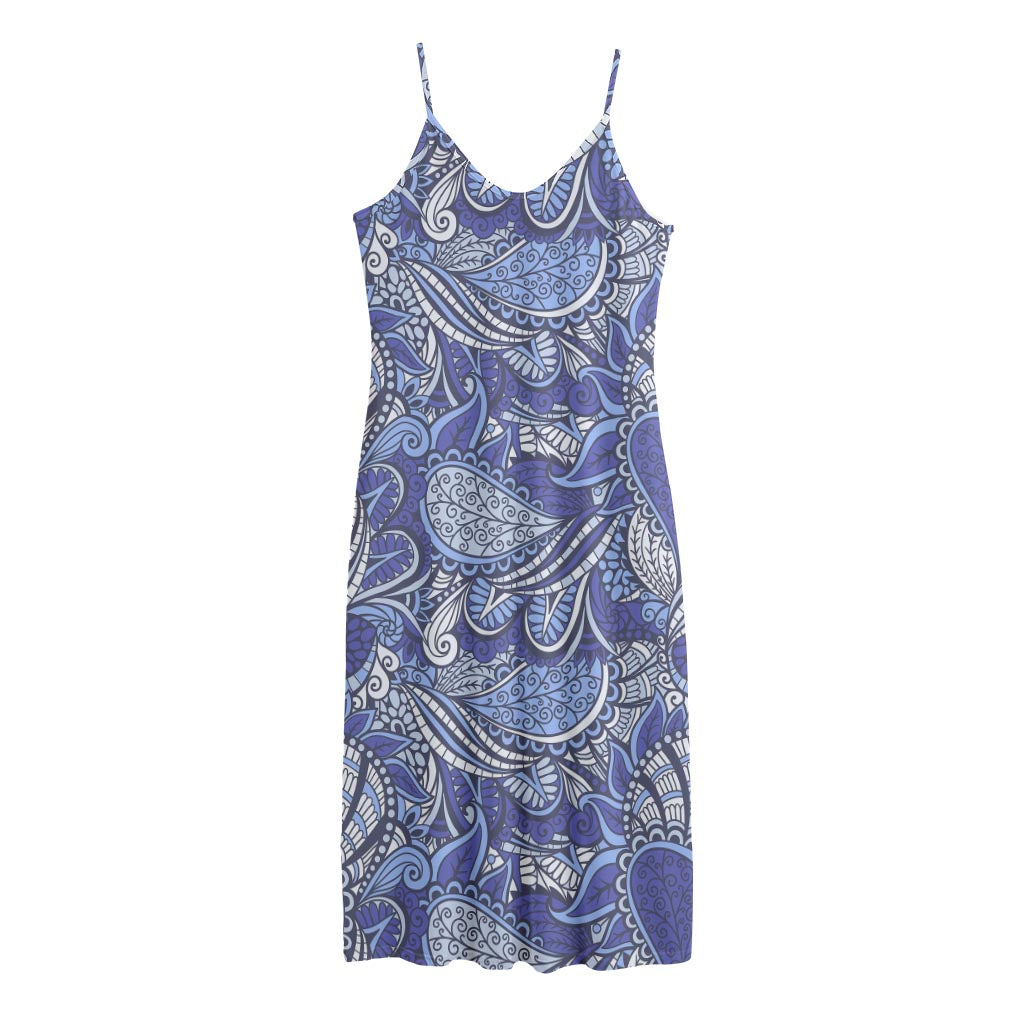 Pigeon Floral Bohemian Pattern Print Jersey Midi Cami Dress