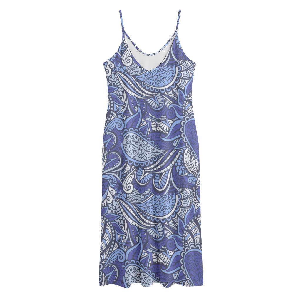 Pigeon Floral Bohemian Pattern Print Jersey Midi Cami Dress