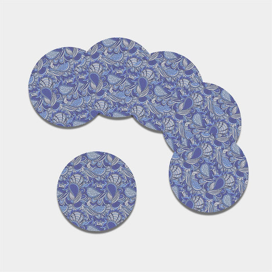 Pigeon Floral Bohemian Pattern Print Leather Coaster Set