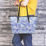 Pigeon Floral Bohemian Pattern Print Leather Tote Bag