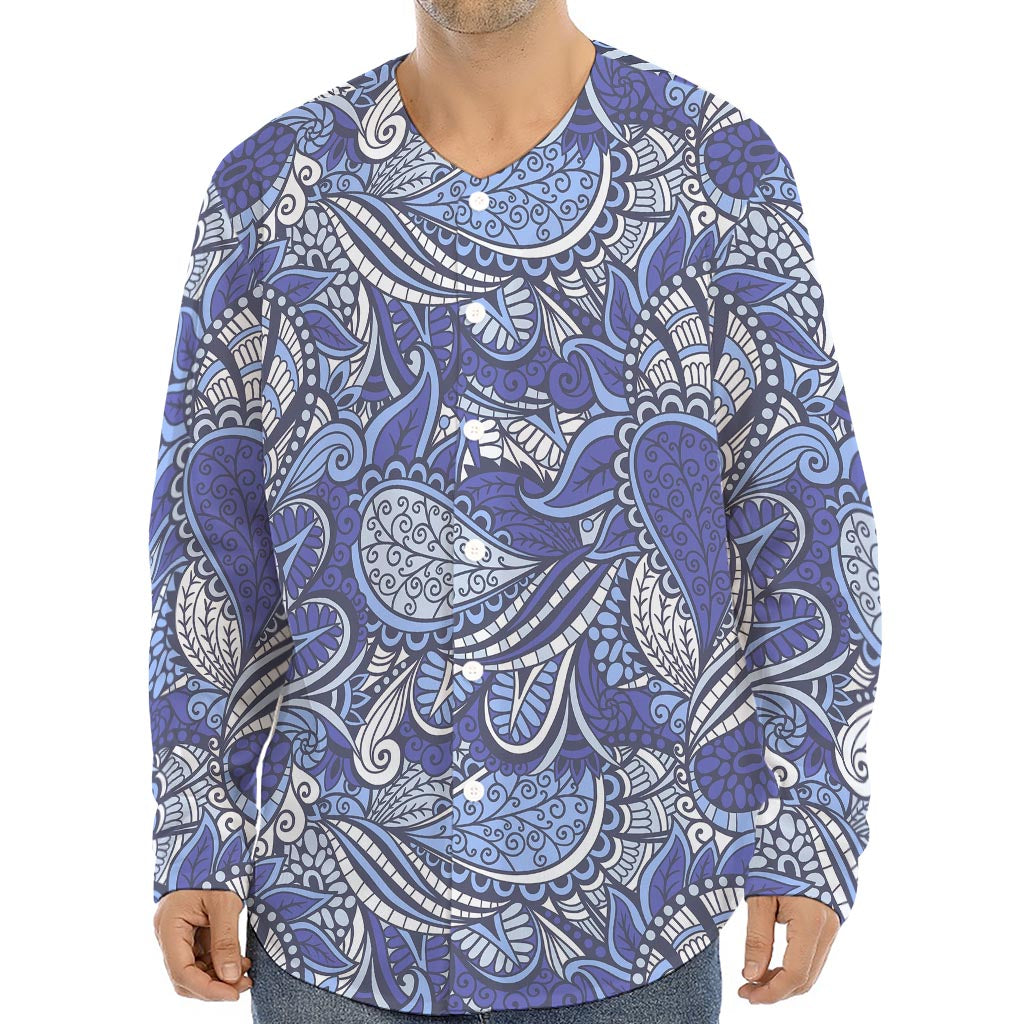 Pigeon Floral Bohemian Pattern Print Long Sleeve Baseball Jersey