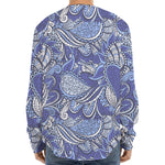 Pigeon Floral Bohemian Pattern Print Long Sleeve Baseball Jersey