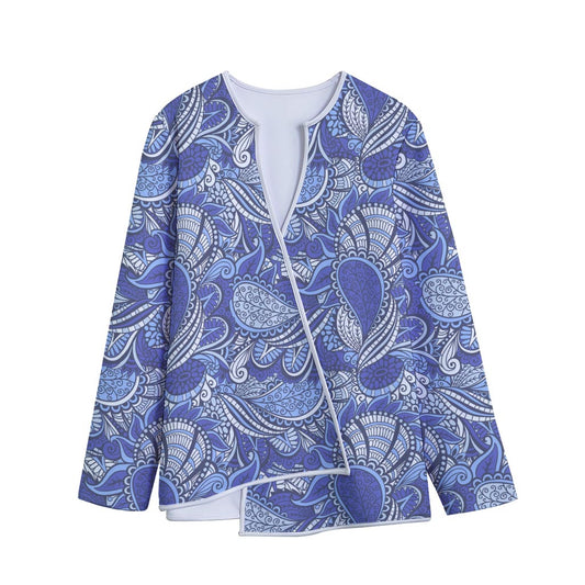 Pigeon Floral Bohemian Pattern Print Long Sleeve Short Coat
