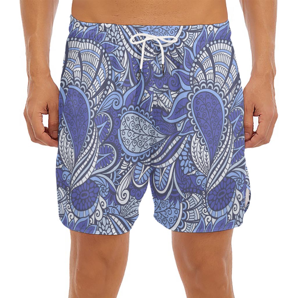 Pigeon Floral Bohemian Pattern Print Men's Split Running Shorts