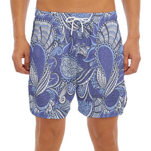Pigeon Floral Bohemian Pattern Print Men's Split Running Shorts