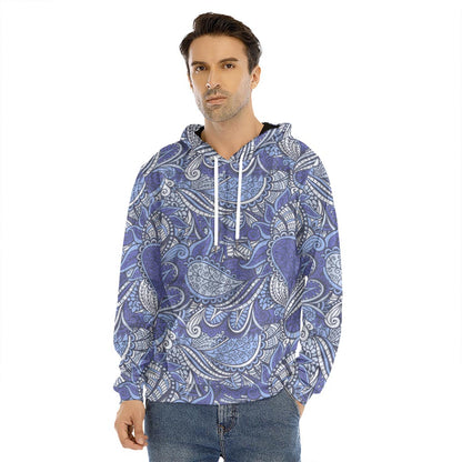 Pigeon Floral Bohemian Pattern Print Men's Velvet Pullover Hoodie