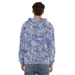 Pigeon Floral Bohemian Pattern Print Men's Velvet Pullover Hoodie
