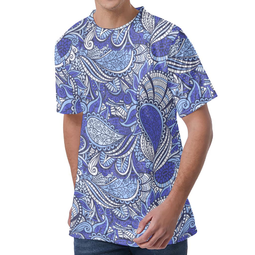 Pigeon Floral Bohemian Pattern Print Men's Velvet T-Shirt