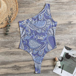 Pigeon Floral Bohemian Pattern Print One Shoulder Bodysuit