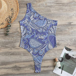 Pigeon Floral Bohemian Pattern Print One Shoulder Bodysuit