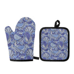Pigeon Floral Bohemian Pattern Print Oven Mitt And Pot Holder Set