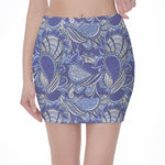 Pigeon Floral Bohemian Pattern Print Pencil Mini Skirt