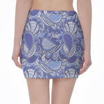 Pigeon Floral Bohemian Pattern Print Pencil Mini Skirt